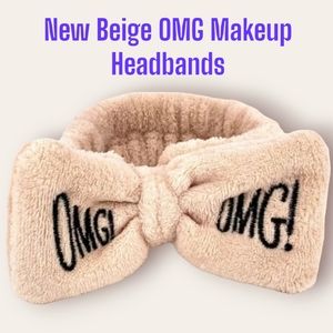 Soft & Fluffy "OMG" Hair Headband With Bow - Beige